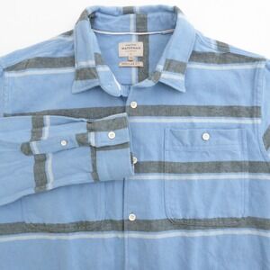 Quiksilver Waterman Collection Mens XXL Blue Striped Flannel Shirt Regular Fit